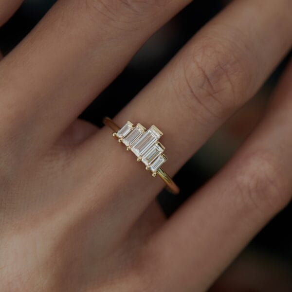 1.50TCW White Baguette Cut Bar Set Birthday Gift Ring for Mother | Luxurious Jewelry for Women