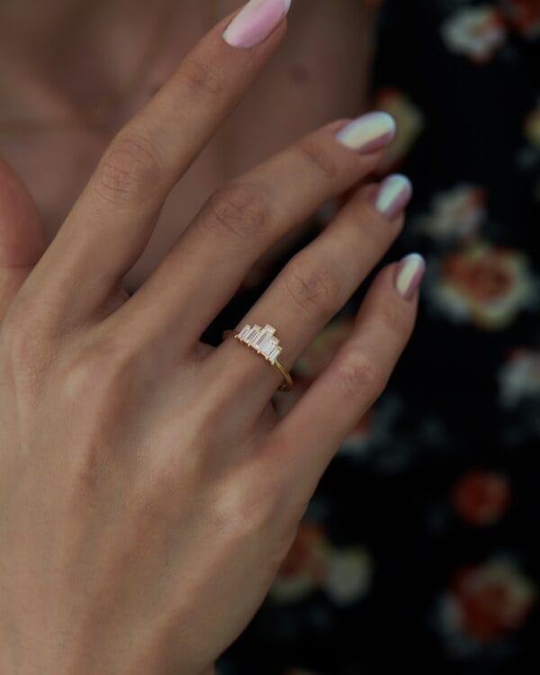 1.50TCW White Baguette Cut Bar Set Birthday Gift Ring for Mother | Luxurious Jewelry for Women