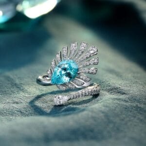 1.50Ct Pear Cut Aquamarine Solitaire Ring | Designer Bypass Shank Gift Ring