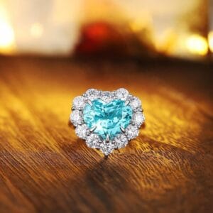 Heart Cut Aquamarine Halo Ring | 1.80Ct Proposal & Wedding Ring For Her | Special Occasion Gift Jewelry