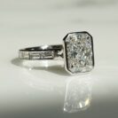 2.50Ct White Radiant Cut Bezel Set Ring | Anniversary Gift Jewelry for Wife | Forever One Statement Ring for Her