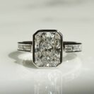 2.50Ct White Radiant Cut Bezel Set Ring | Anniversary Gift Jewelry for Wife | Forever One Statement Ring for Her
