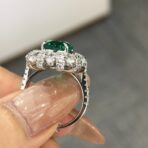 3.50Ct Green Oval Halo Solitaire Bridal Ring | Glamorous Celebrity-Inspired Jewelry For Women