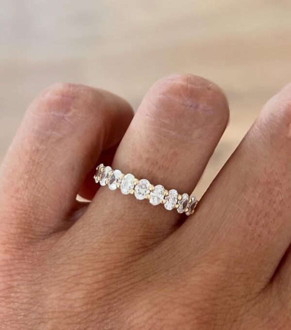 1.20TCW Oval Cut Half Eternity Wedding Proposal Band | Elegant Everyday Wear Ring For Women