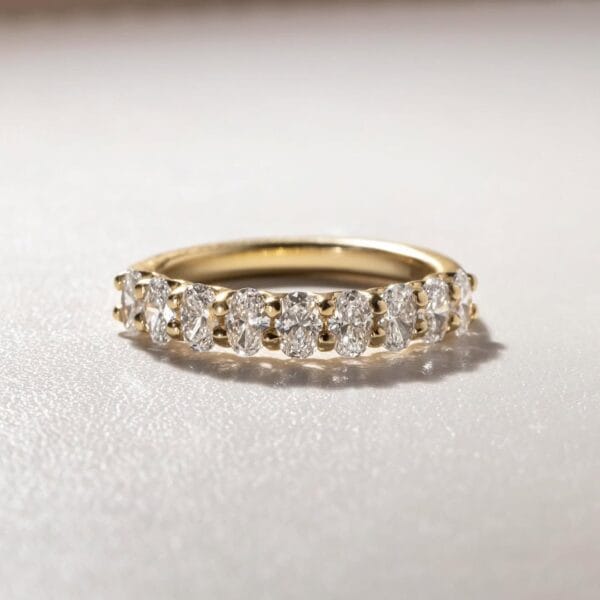 1.20TCW Oval Cut Half Eternity Wedding Proposal Band | Elegant Everyday Wear Ring For Women