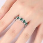 3.50Ct White & Green Emerald Cut Eternity Band | Full Stacking Promise Ring | Birthday Gift Jewelry for Women