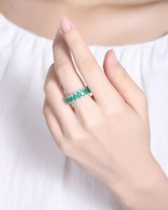 3.80Ct Green Pear Cut Full Eternity Band Ring | Anniversary Gift for Wife | Luxury Designer Jewelry for Women