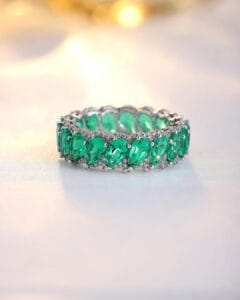 3.80Ct Green Pear Cut Full Eternity Band Ring | Anniversary Gift for Wife | Luxury Designer Jewelry for Women
