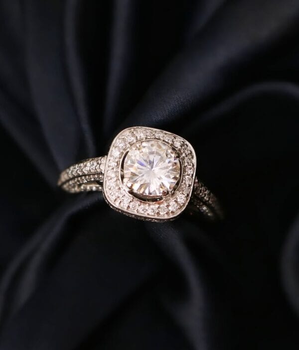 1.80Ct White Round Cut Halo Engagement Ring | Timeless Anniversary Gift Ring for Wife | Elegant Jewelry for Women
