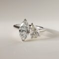 2.10TCW White Marquise and Pear Cut Two Stone Proposal Ring for Her | Elegant Statement Ring for Women