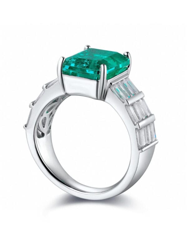 3.00Ct Green Emerald Cut Solitaire Engagement Wedding Ring For Women | Bold Statement Jewelry Gift For Mom