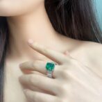 3.00Ct Green Emerald Cut Solitaire Engagement Wedding Ring For Women | Bold Statement Jewelry Gift For Mom