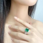 3.00Ct Green Emerald Cut Solitaire Engagement Wedding Ring For Women | Bold Statement Jewelry Gift For Mom
