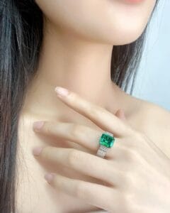 3.00Ct Green Emerald Cut Solitaire Engagement Wedding Ring For Women | Bold Statement Jewelry Gift For Mom
