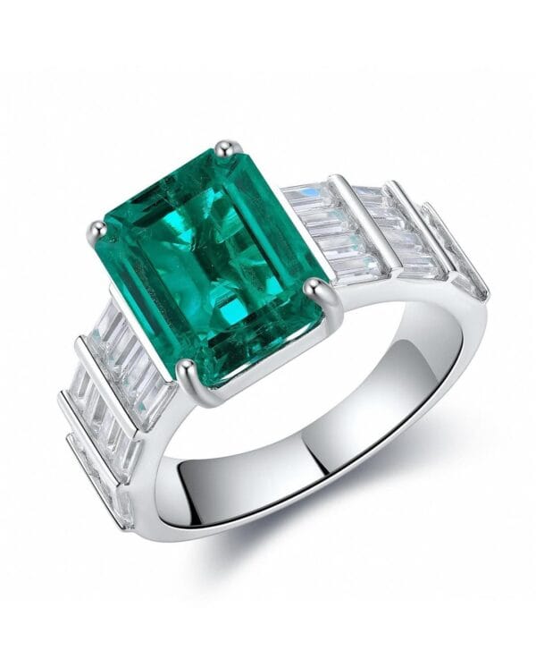 3.00Ct Green Emerald Cut Solitaire Engagement Wedding Ring For Women | Bold Statement Jewelry Gift For Mom