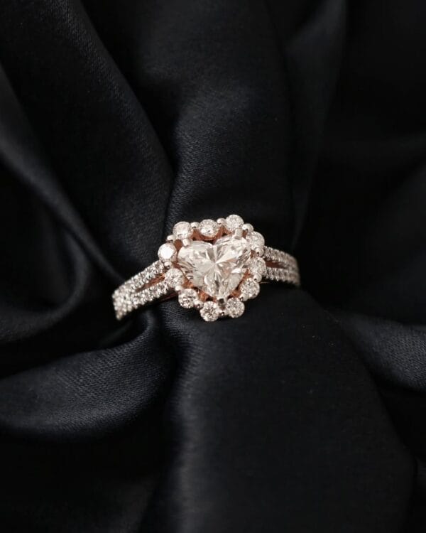 1.80Ct White Heart Cut Solitaire Halo Ring | Romantic Anniversary & Valentine’s Day Jewelry Gift For Her