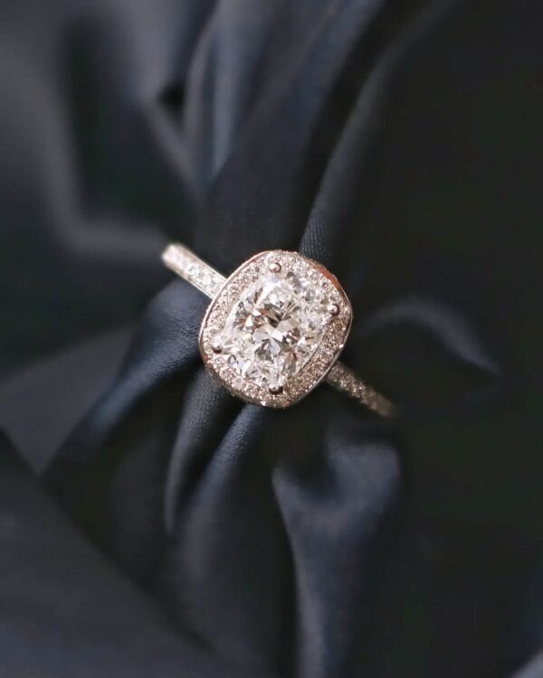 2.20Ct White Cushion Cut Halo Engagement Ring | Sparkling Wedding Proposal Ring For Women