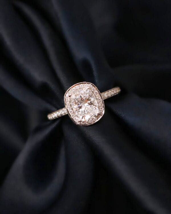 2.20Ct White Cushion Cut Halo Engagement Ring | Sparkling Wedding Proposal Ring For Women