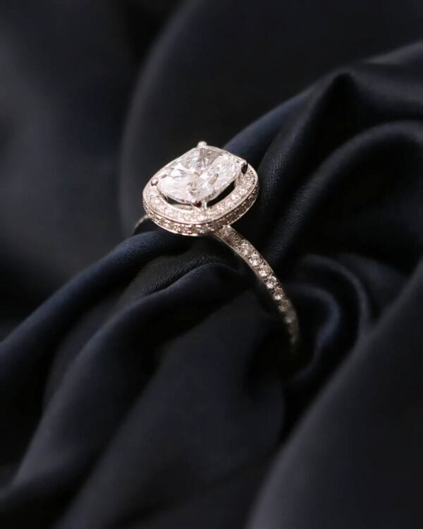 2.20Ct White Cushion Cut Halo Engagement Ring | Sparkling Wedding Proposal Ring For Women