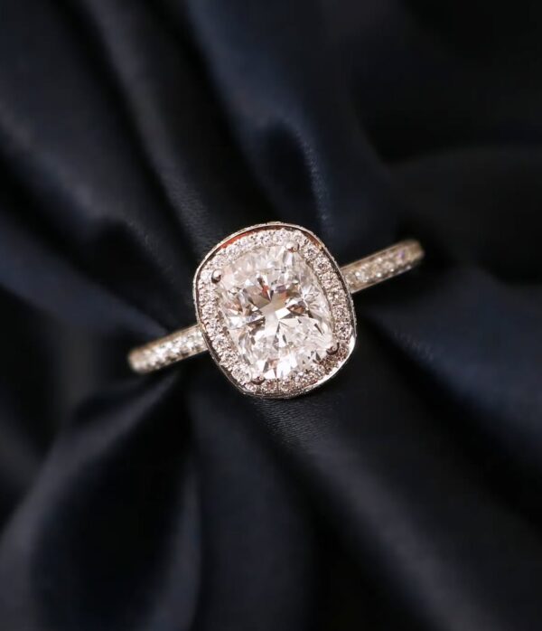 2.20Ct White Cushion Cut Halo Engagement Ring | Sparkling Wedding Proposal Ring For Women
