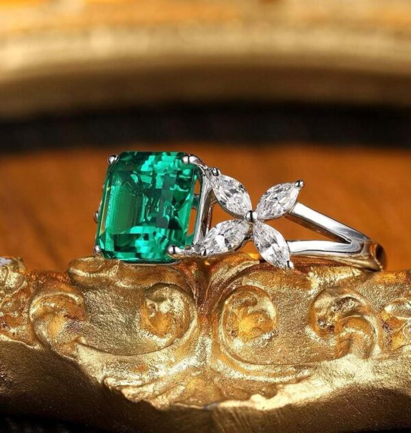 2.50Ct Asscher Green Solitaire Ring | Asscher Cut Birthstone Gift Jewelry for Women | Special Occasion Statement Ring