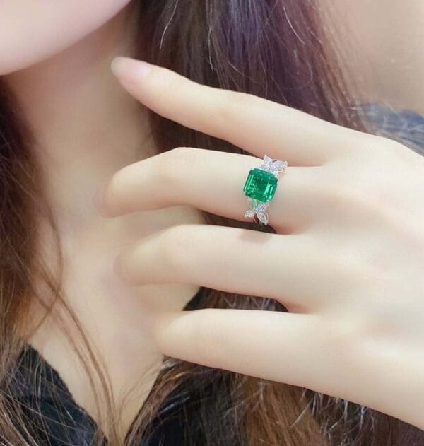 2.50Ct Asscher Green Solitaire Ring | Asscher Cut Birthstone Gift Jewelry for Women | Special Occasion Statement Ring
