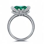 2.80Ct Green Cushion Cut Halo Cocktail Ring | Celebrity Inspired Statement Jewelry Gift for Women