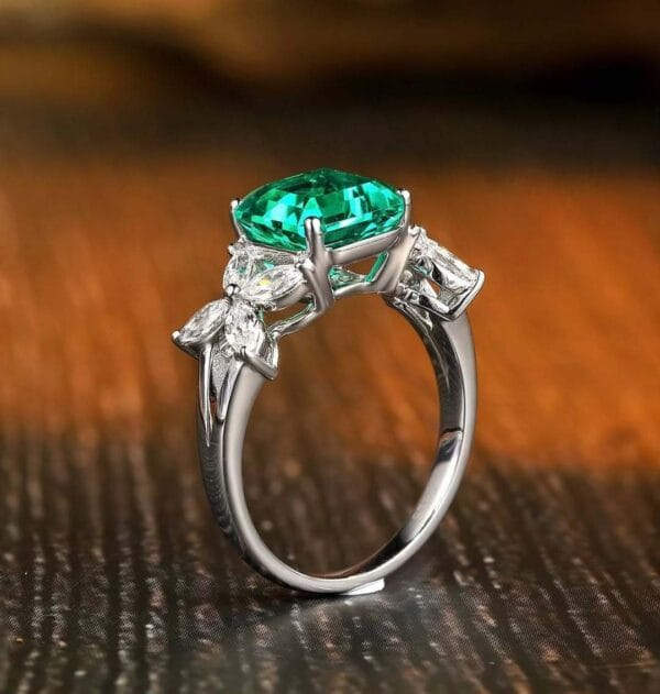 2.50Ct Asscher Green Solitaire Ring | Asscher Cut Birthstone Gift Jewelry for Women | Special Occasion Statement Ring