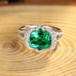2.80Ct Green Cushion Cut Halo Cocktail Ring | Celebrity Inspired Statement Jewelry Gift for Women