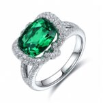 2.80Ct Green Cushion Cut Halo Cocktail Ring | Celebrity Inspired Statement Jewelry Gift for Women