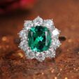2.60Ct Cushion Cut Green Halo Ring | Elegant Anniversary Gift Ring for Wife | Bridesmaid Wedding Jewelry for Her