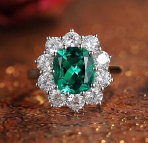 2.60Ct Cushion Cut Green Halo Ring | Elegant Anniversary Gift Ring for Wife | Bridesmaid Wedding Jewelry for Her