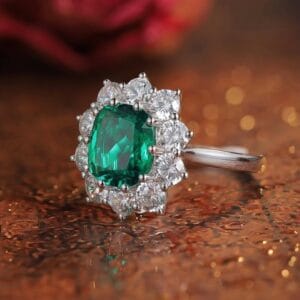 2.60Ct Cushion Cut Green Halo Ring | Elegant Anniversary Gift Ring for Wife | Bridesmaid Wedding Jewelry for Her