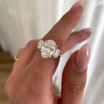 2.20Ct White Oval Cut Three Stone Anniversary Ring | Elegant Statement Jewelry Gift For Wife