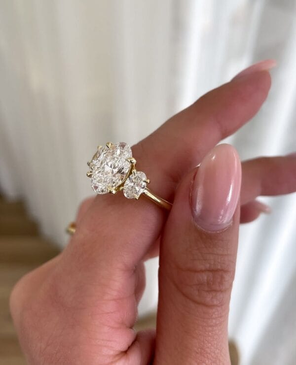 2.20Ct White Oval Cut Three Stone Anniversary Ring | Elegant Statement Jewelry Gift For Wife
