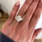 2.20Ct White Oval Cut Three Stone Anniversary Ring | Elegant Statement Jewelry Gift For Wife