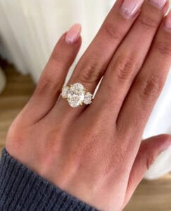 2.20Ct White Oval Cut Three Stone Anniversary Ring | Elegant Statement Jewelry Gift For Wife