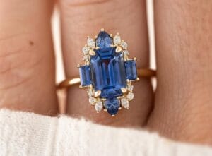 3.70Ct Emerald Cut Blue Sapphire Solitaire Wedding Ring | Timeless Statement Gift Ring for Bride