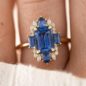 3.70Ct Emerald Cut Blue Sapphire Solitaire Wedding Ring | Timeless Statement Gift Ring for Bride