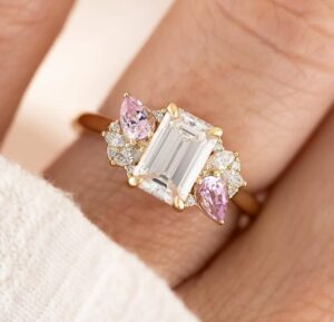 2.30Ct Emerald Cut White Solitaire Anniversary Ring | Elegant Thank You Gift Ring for Wife