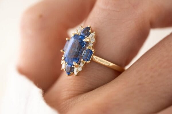 3.70Ct Emerald Cut Blue Sapphire Solitaire Wedding Ring | Timeless Statement Gift Ring for Bride