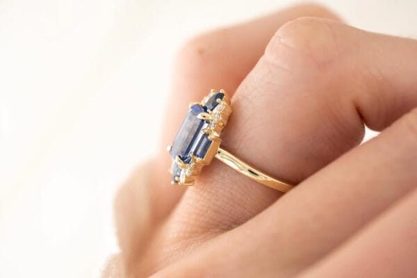 3.70Ct Emerald Cut Blue Sapphire Solitaire Wedding Ring | Timeless Statement Gift Ring for Bride