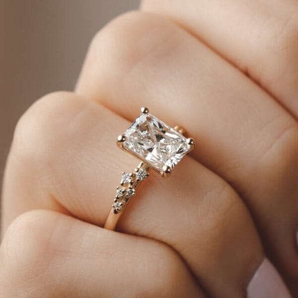 2.20Ct White Radiant Cut Solitaire Ring | Snowdrift Ice Crushed Birthday Gift Jewelry For Her