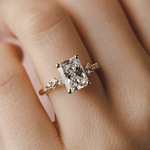 2.20Ct White Radiant Cut Solitaire Ring | Snowdrift Ice Crushed Birthday Gift Jewelry For Her