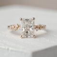 2.20Ct White Radiant Cut Solitaire Ring | Snowdrift Ice Crushed Birthday Gift Jewelry For Her