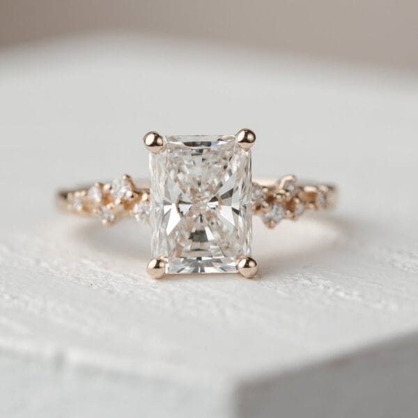 2.20Ct White Radiant Cut Solitaire Ring | Snowdrift Ice Crushed Birthday Gift Jewelry For Her