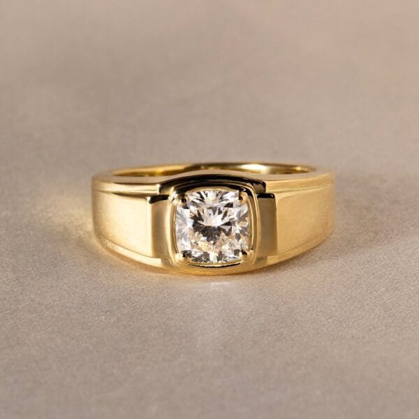 1.50CT White Cushion Cut Bezel Set Engagement Ring for Men | Elegant Father’s Day Gift Ring