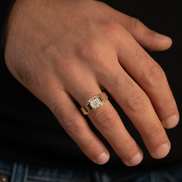 1.50CT White Cushion Cut Bezel Set Engagement Ring for Men | Elegant Father’s Day Gift Ring