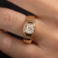 1.50CT White Cushion Cut Bezel Set Engagement Ring for Men | Elegant Father’s Day Gift Ring