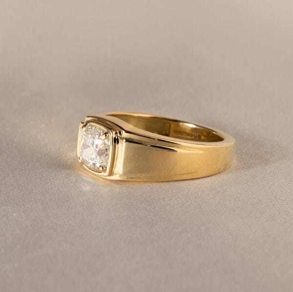1.50CT White Cushion Cut Bezel Set Engagement Ring for Men | Elegant Father’s Day Gift Ring
